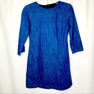 ZARA Denim Mini Dress, THE TRAFALUC DENIM MINI 3/4 SLEEVE SHIFT DRESS XS